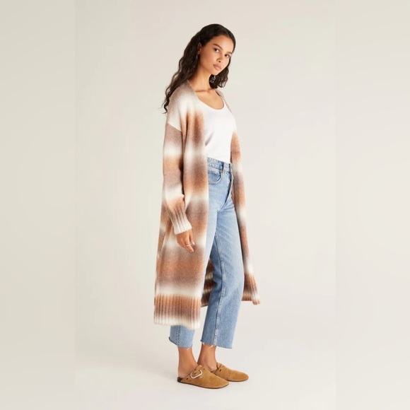 Z Supply Naya Marled Cardigan Light Taupe- Ombré Duster Cardigan- Size Medium - Picture 3 of 12